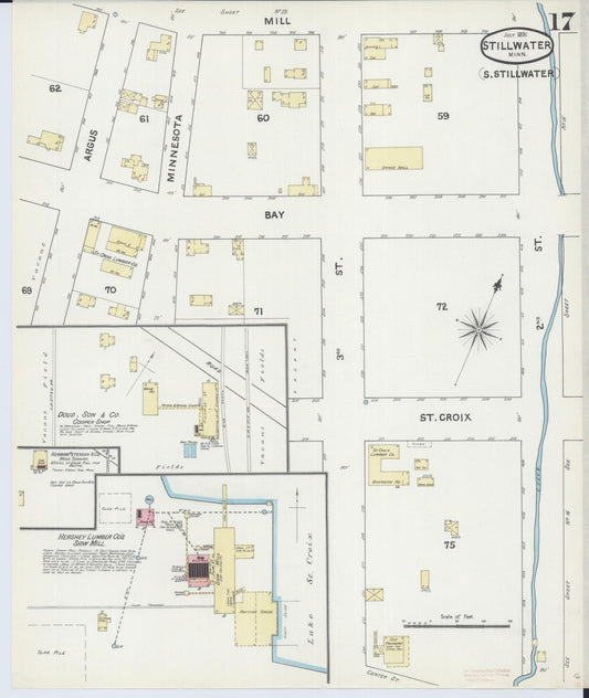 Sanborn Fire Insurance Map from Stillwater, Washington County, Minnesota (1891), Sheet #0017 - Historic Sanborn Fire Insurance Map Print, vintage old map wall art, antique decor, genealogy gift, Minnesota Minnesota map