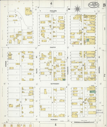 Sanborn Fire Insurance Map from Florence, Florence County, Wisconsin (1904), Sheet #0003 - Historic Sanborn Fire Insurance Map Print, vintage old map wall art, antique decor, genealogy gift, Wisconsin Wisconsin map