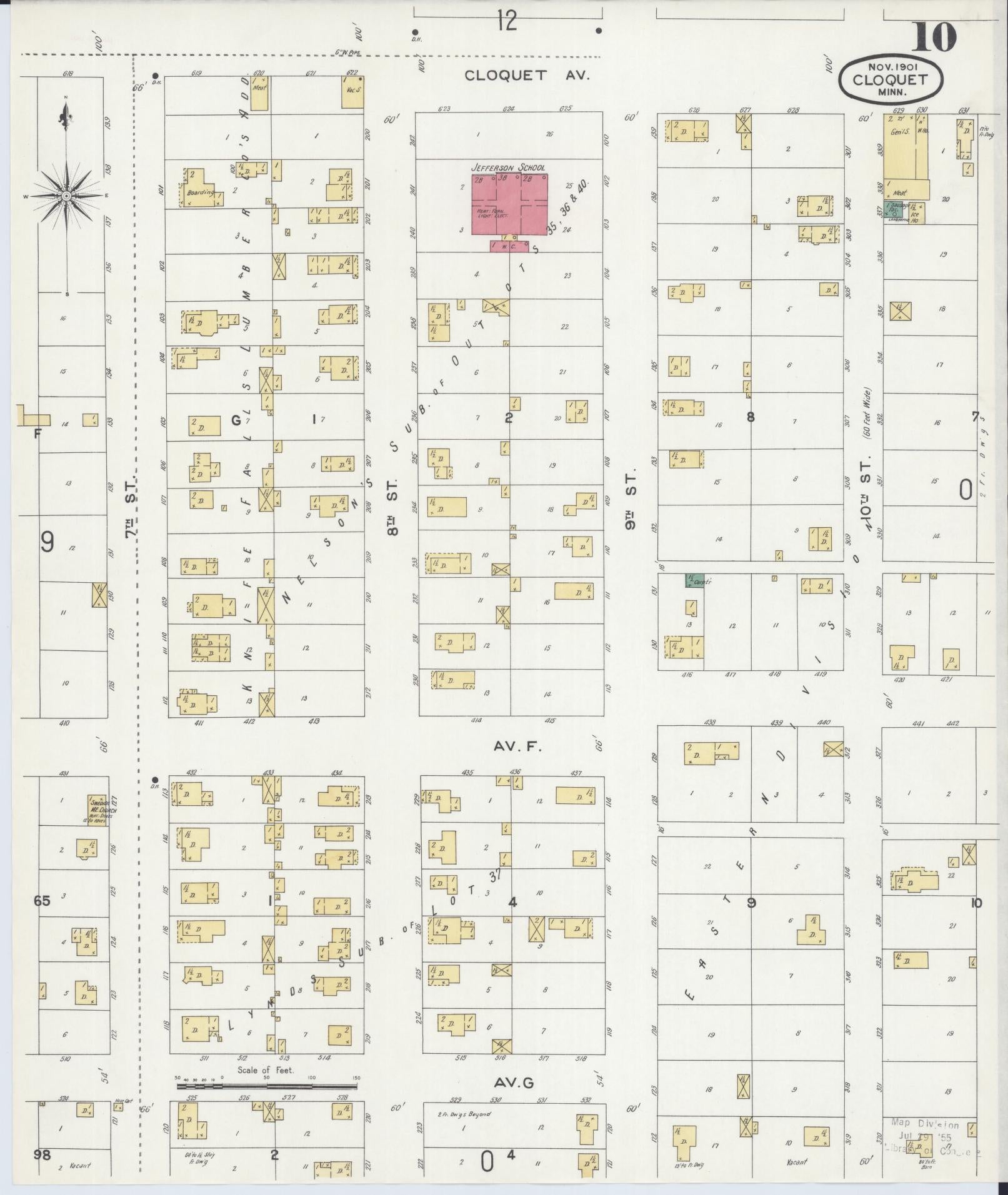 Sanborn Fire Insurance Map from Cloquet, Carlton County, Minnesota (1901), Sheet #0010 - Historic Sanborn Fire Insurance Map Print, vintage old map wall art, antique decor, genealogy gift, Minnesota Minnesota map