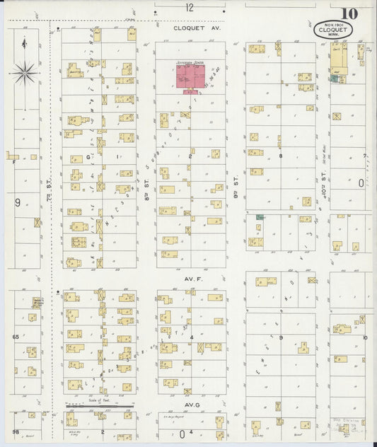 Sanborn Fire Insurance Map from Cloquet, Carlton County, Minnesota (1901), Sheet #0010 - Historic Sanborn Fire Insurance Map Print, vintage old map wall art, antique decor, genealogy gift, Minnesota Minnesota map