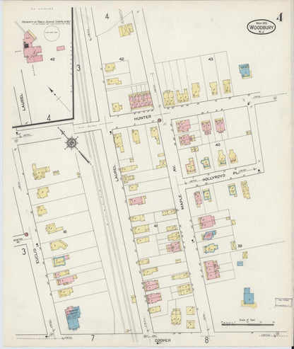 Sanborn Fire Insurance Map from Woodbury, Gloucester County, New Jersey (1915), Sheet #0004 - Historic Sanborn Fire Insurance Map Print, vintage old map wall art, antique decor, genealogy gift, New Jersey New Jersey map