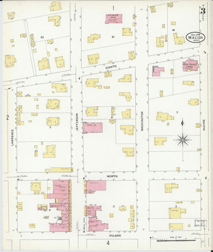 Sanborn Fire Insurance Map from Macon, Noxubee County, Mississippi (1909), Sheet #0003 - Complete Map Set gallery image, historic Sanborn map, vintage wall art, Mississippi Mississippi