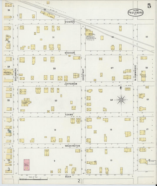 Sanborn Fire Insurance Map from Paulsboro, Gloucester County, New Jersey (1896), Sheet #0005 - Historic Sanborn Fire Insurance Map Print, vintage old map wall art, antique decor, genealogy gift, New Jersey New Jersey map