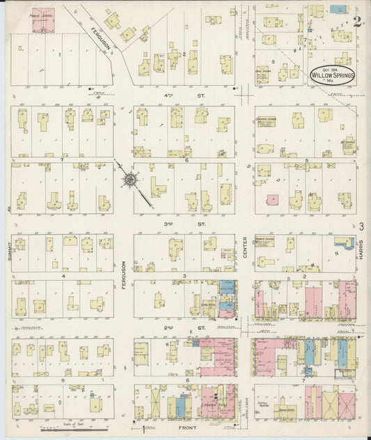 Sanborn Fire Insurance Map from Willow Springs, Howell County, Missouri (1914), Sheet #0002 - Historic Sanborn Fire Insurance Map Print, vintage old map wall art, antique decor, genealogy gift, Missouri Missouri map