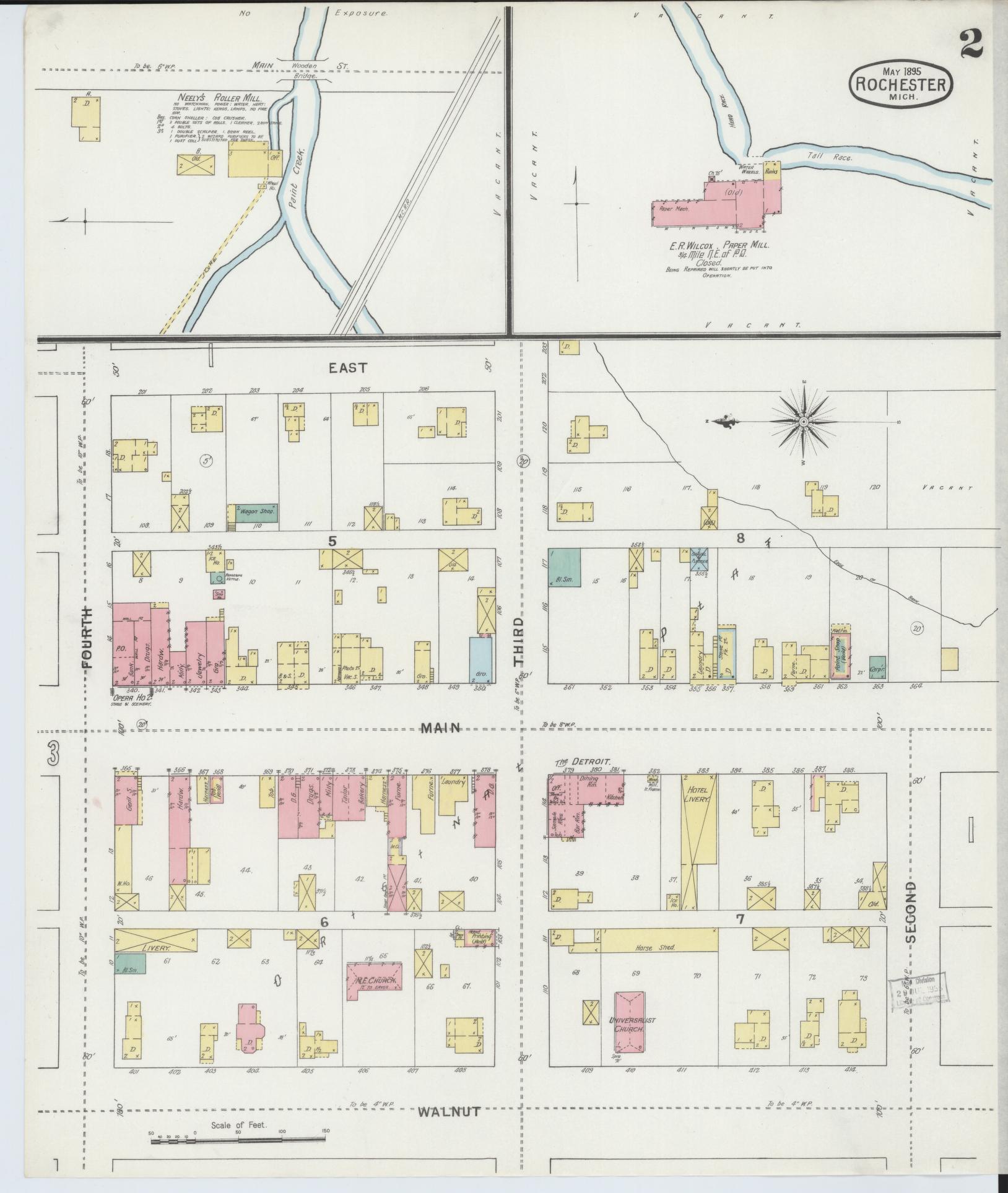 Sanborn Fire Insurance Map from Rochester, Oakland County, Michigan (1895), Sheet #0002 - Complete Map Set gallery image, historic Sanborn map, vintage wall art, Michigan Michigan