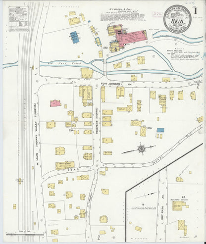 Sanborn Fire Insurance Map from Akin, Montgomery County, New York (1911), Sheet #0001 - Historic Sanborn Fire Insurance Map Print, vintage old map wall art, antique decor, genealogy gift, New York New York map