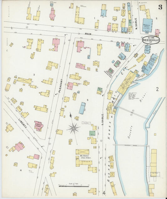 Sanborn Fire Insurance Map from Keeseville, Essex County, New York (1896), Sheet #0003 - Historic Sanborn Fire Insurance Map Print, vintage old map wall art, antique decor, genealogy gift, New York New York map