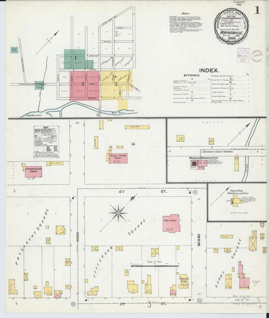 Sanborn Fire Insurance Map from Waynesville, Warren County, Ohio (1901), Sheet #0001 - Historic Sanborn Fire Insurance Map Print, vintage old map wall art, antique decor, genealogy gift, Ohio Ohio map