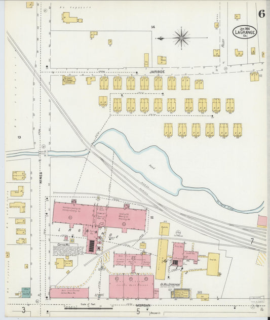 Sanborn Fire Insurance Map from La Grange, Troup County, Georgia (1906), Sheet #0006 - Historic Sanborn Fire Insurance Map Print, vintage old map wall art, antique decor, genealogy gift, Georgia Georgia map