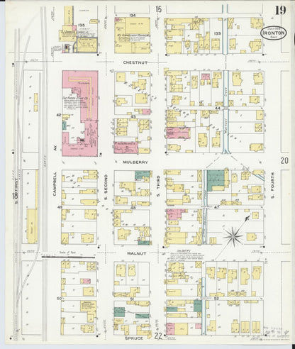Sanborn Fire Insurance Map from Ironton, Lawrence County, Ohio (1909), Sheet #0019 - Historic Sanborn Fire Insurance Map Print, vintage old map wall art, antique decor, genealogy gift, Ohio Ohio map