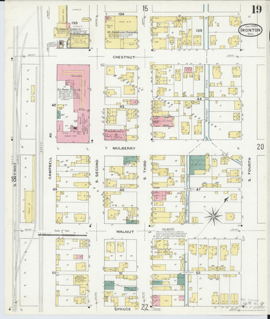 Sanborn Fire Insurance Map from Ironton, Lawrence County, Ohio (1909), Sheet #0019 - Historic Sanborn Fire Insurance Map Print, vintage old map wall art, antique decor, genealogy gift, Ohio Ohio map