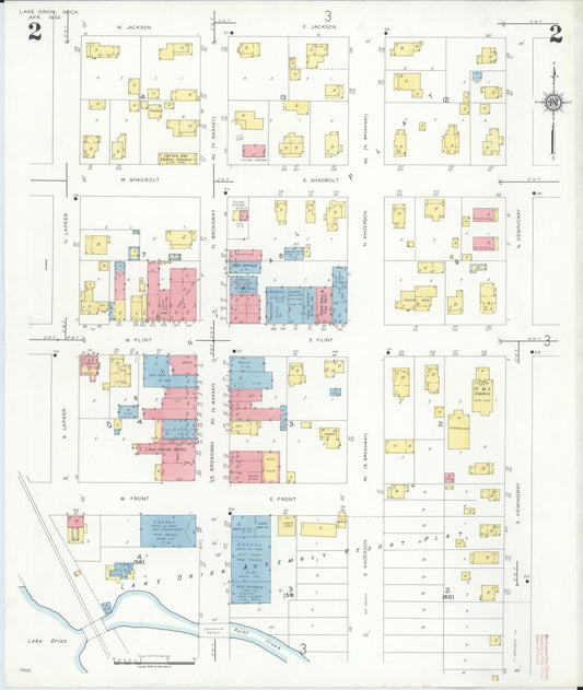 Sanborn Fire Insurance Map from Lake Orion, Oakland County, Michigan (1934), Sheet #0002 - Historic Sanborn Fire Insurance Map Print, vintage old map wall art, antique decor, genealogy gift, Michigan Michigan map