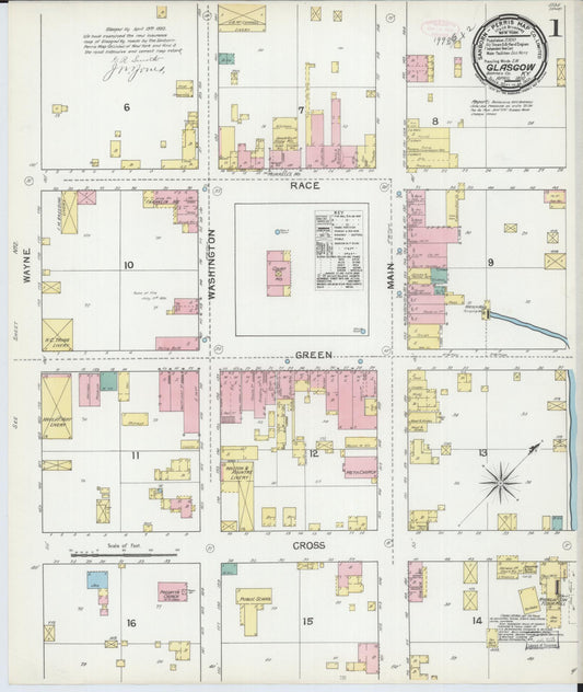 Sanborn Fire Insurance Map from Glasgow, Barren County, Kentucky. (1892) – Historic Sanborn Fire Insurance Map Print