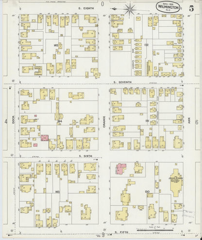 Sanborn Fire Insurance Map from Wilmington, New Hanover County, North Carolina (1898), Sheet #0005 - Complete Map Set gallery image, historic Sanborn map, vintage wall art, North Carolina North Carolina
