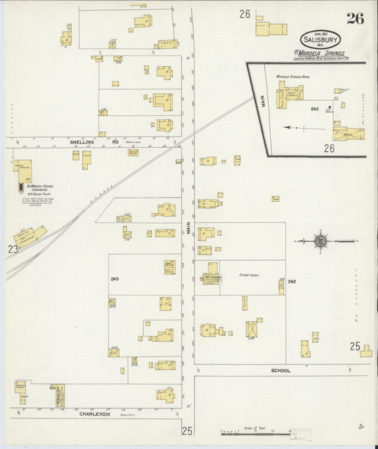 Sanborn Fire Insurance Map from Salisbury, Wicomico County, Maryland (1911), Sheet #0026 - Historic Sanborn Fire Insurance Map Print, vintage old map wall art