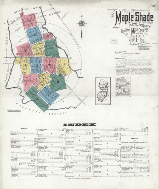 Sanborn Fire Insurance Map from Maple Shade, Burlington County, New Jersey. (1923) – Historic Sanborn Fire Insurance Map Print