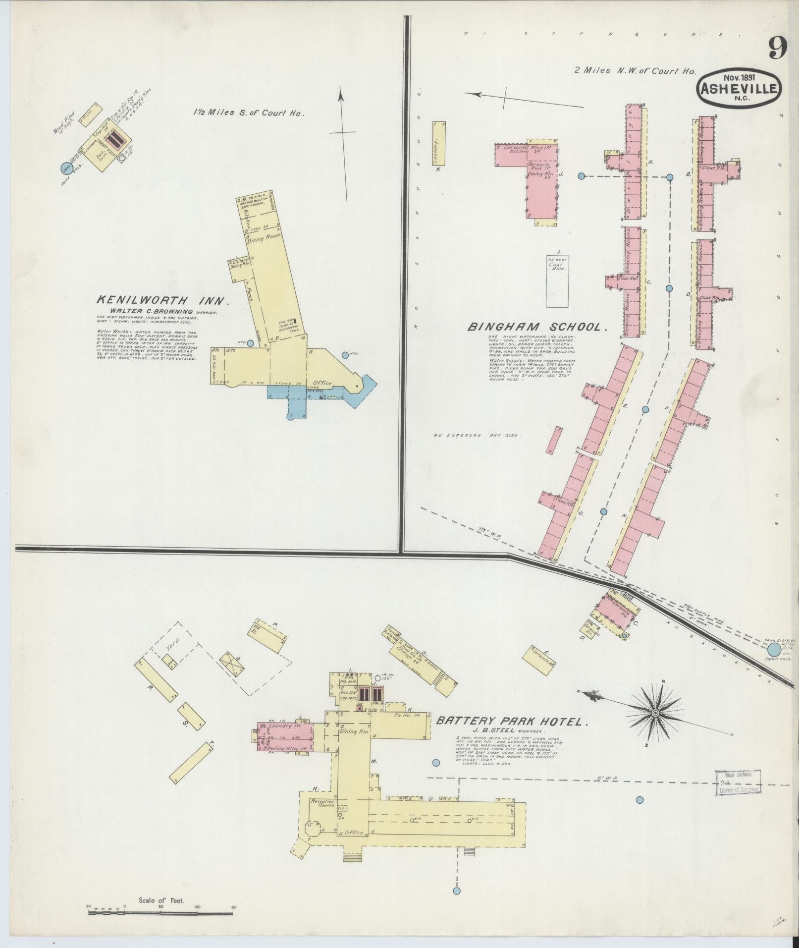 Sanborn Fire Insurance Map from Asheville, Buncombe County, North Carolina (1891), Sheet #0009 - Complete Map Set gallery image, historic Sanborn map, vintage wall art, North Carolina North Carolina