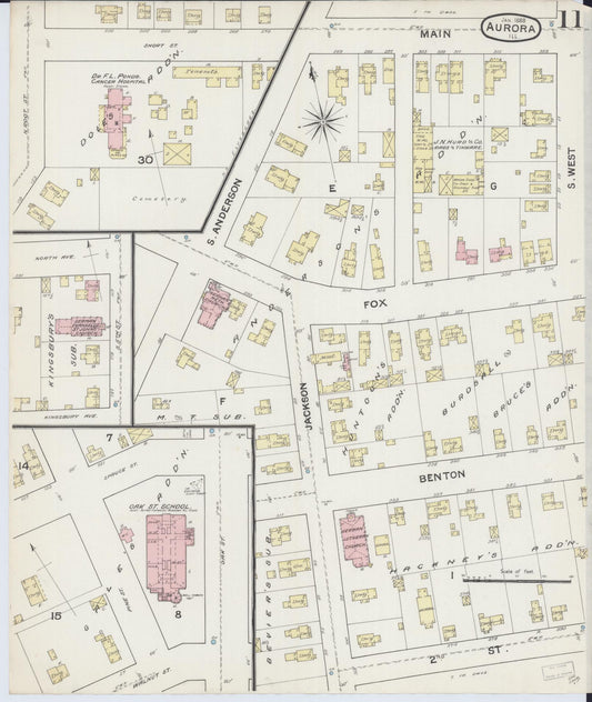 Sanborn Fire Insurance Map from Aurora, Kane County, Illinois (1888), Sheet #0011 - Historic Sanborn Fire Insurance Map Print, vintage old map wall art, antique decor, genealogy gift, Illinois Illinois map