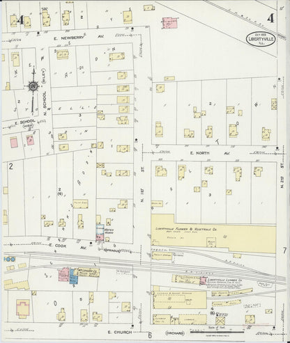 Sanborn Fire Insurance Map from Libertyville, Lake County, Illinois (1924), Sheet #0004 - Complete Map Set gallery image, historic Sanborn map, vintage wall art, Illinois Illinois