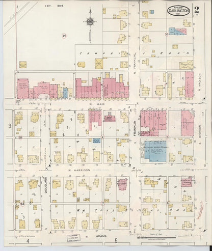 Sanborn Fire Insurance Map from Darlington, Montgomery County, Indiana (1942), Sheet #0002 - Complete Map Set gallery image, historic Sanborn map, vintage wall art, Indiana Indiana