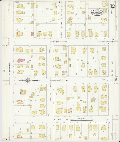 Sanborn Fire Insurance Map from Monmouth, Warren County, Illinois (1913), Sheet #0012 - Complete Map Set gallery image, historic Sanborn map, vintage wall art, Illinois Illinois