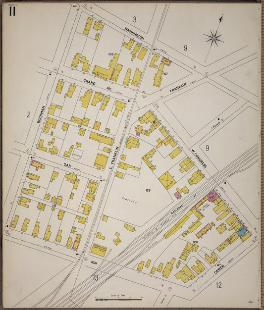 Sanborn Fire Insurance Map from Saratoga, Saratoga County, New York (1900), Sheet #0011 - Historic Sanborn Fire Insurance Map Print, vintage old map wall art, antique decor, genealogy gift, New York New York map