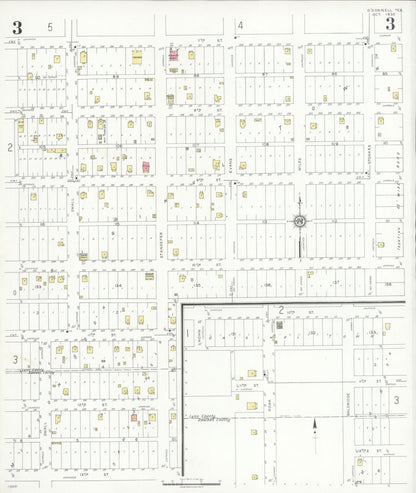 Sanborn Fire Insurance Map from O'Donnell, Lynn And Dawson Counties, Texas (1935), Sheet #0003 - Complete Map Set gallery image, historic Sanborn map, vintage wall art, Texas Texas