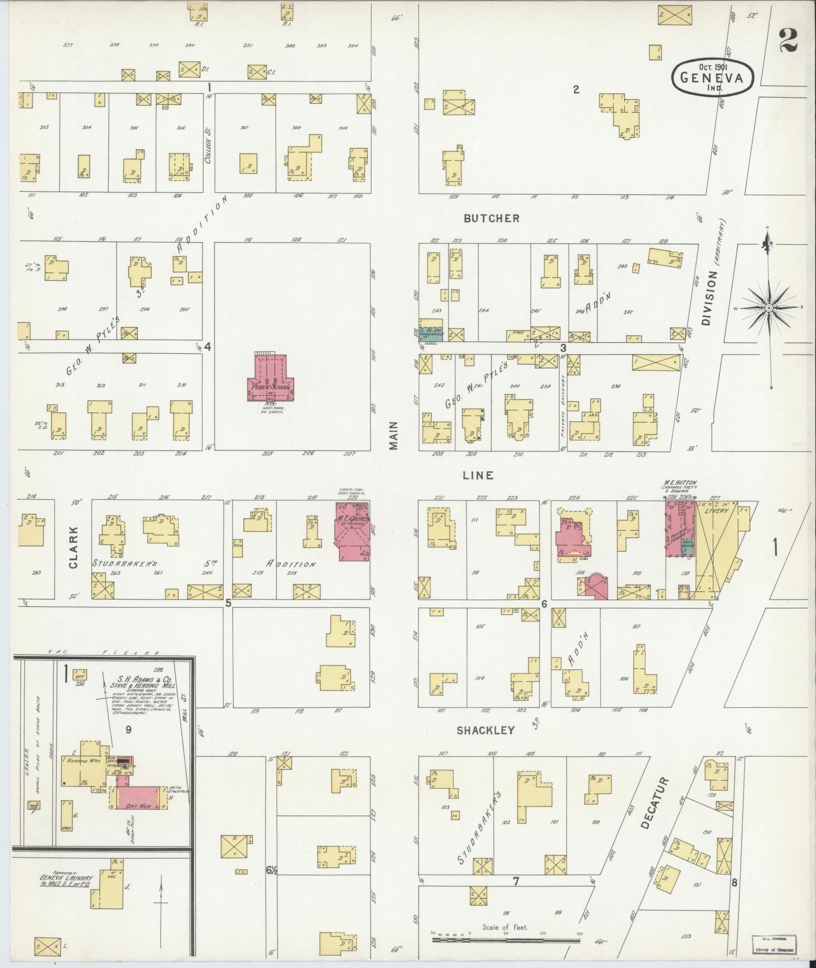 Sanborn Fire Insurance Map from Geneva, Adams County, Indiana (1901), Sheet #0002 - Complete Map Set gallery image, historic Sanborn map, vintage wall art, Indiana Indiana