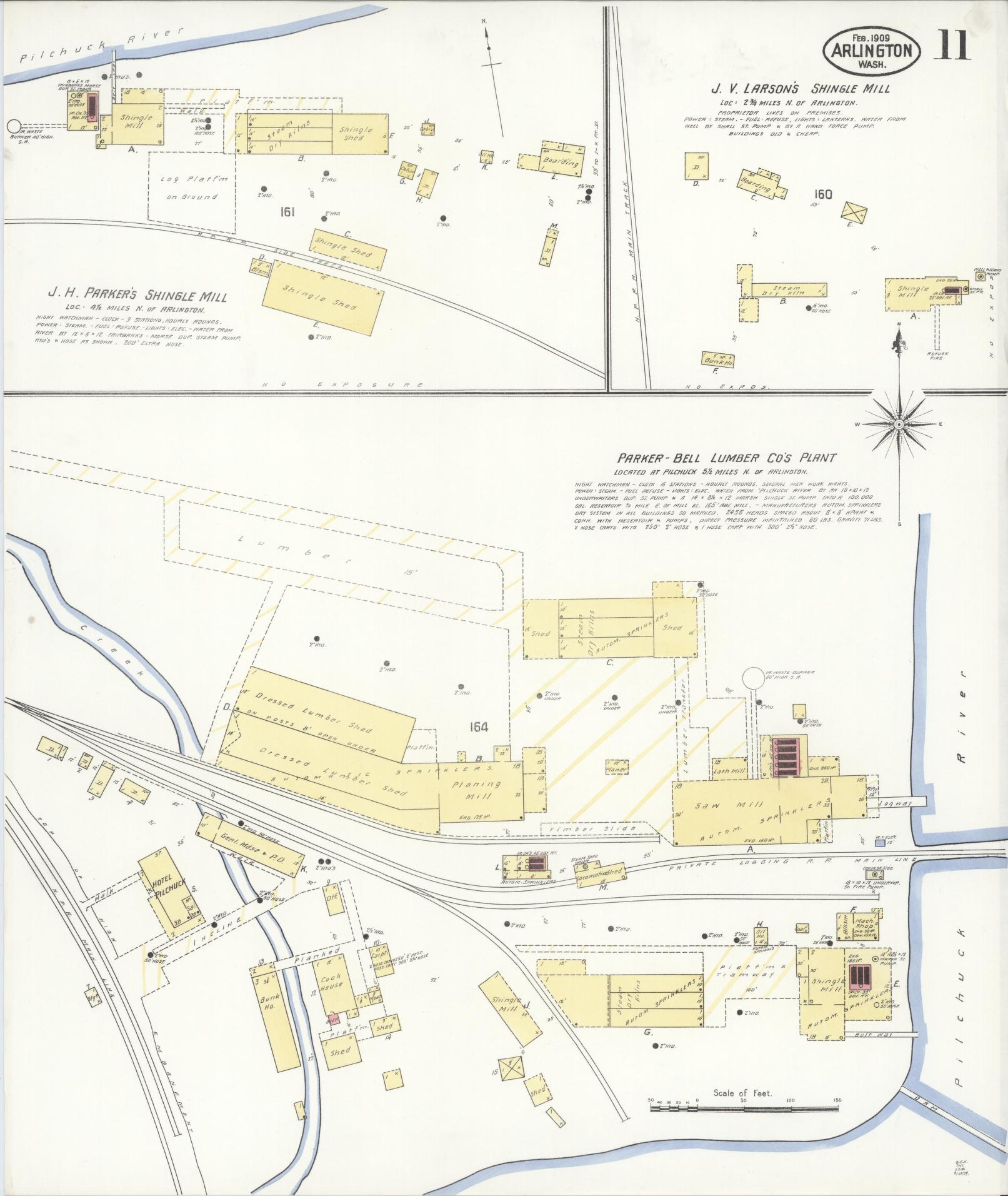 Sanborn Fire Insurance Map from Arlington, Snohomish County, Washington (1909), Sheet #0011 - Historic Sanborn Fire Insurance Map Print, vintage old map wall art, antique decor, genealogy gift, Washington Washington map