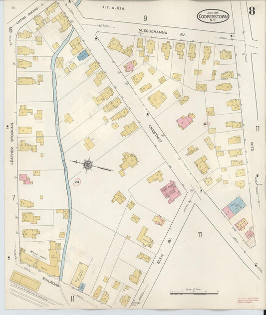 Sanborn Fire Insurance Map from Cooperstown, Otsego County, New York (1949), Sheet #0008 - Historic Sanborn Fire Insurance Map Print, vintage old map wall art, antique decor, genealogy gift, New York New York map