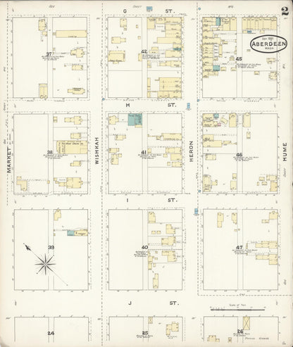 Sanborn Fire Insurance Map from Aberdeen, Grays Harbor County, Washington (1891), Sheet #0002 - Complete Map Set gallery image, historic Sanborn map, vintage wall art, Washington Washington