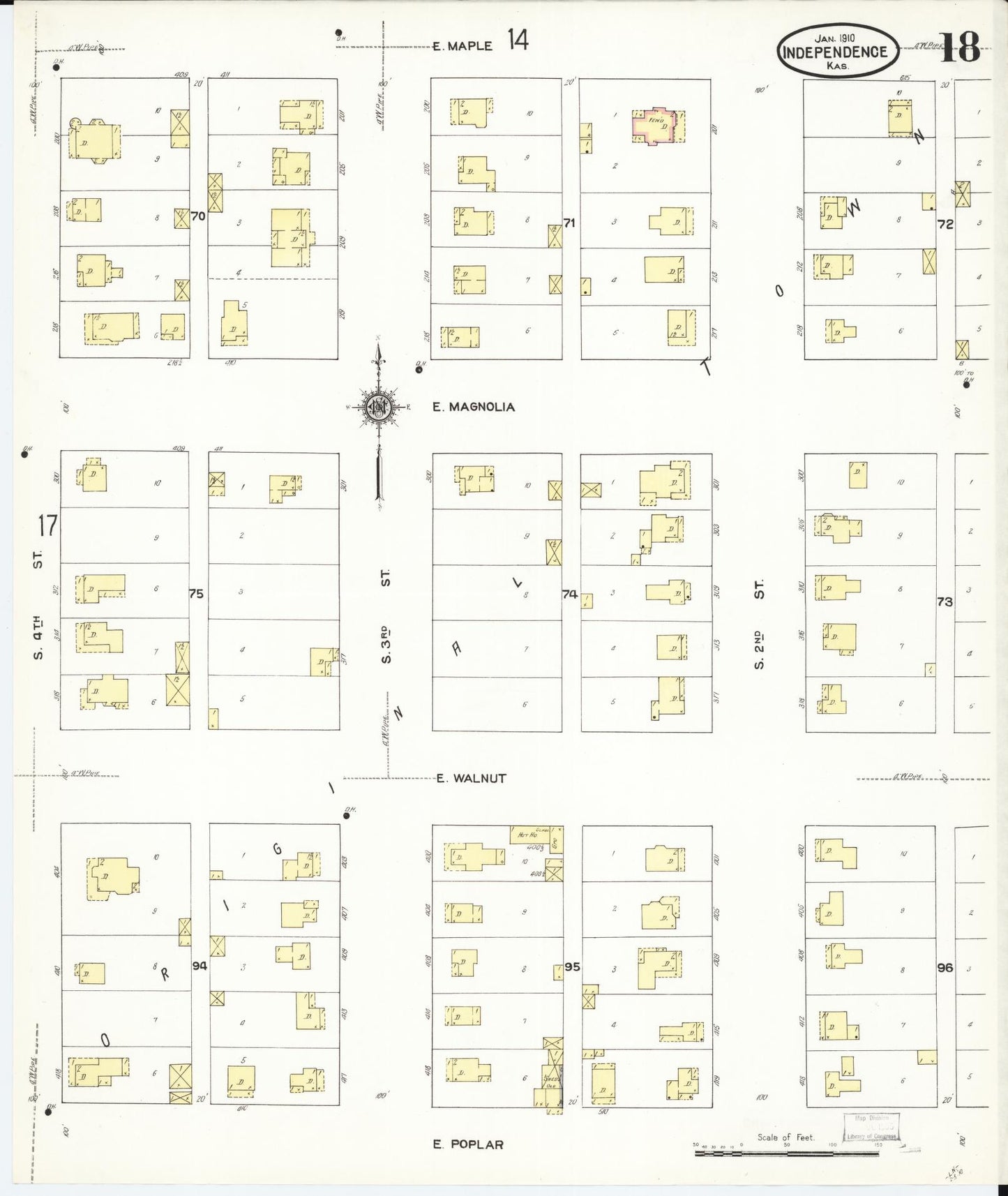 Sanborn Fire Insurance Map from Independence, Montgomery County, Kansas (1910), Sheet #0018 - Complete Map Set gallery image, historic Sanborn map, vintage wall art, Kansas Kansas