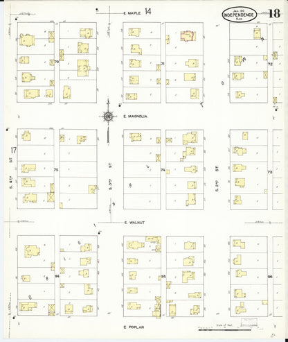 Sanborn Fire Insurance Map from Independence, Montgomery County, Kansas (1910), Sheet #0018 - Complete Map Set gallery image, historic Sanborn map, vintage wall art, Kansas Kansas