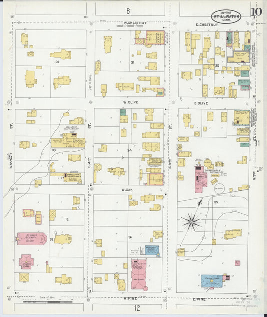 Sanborn Fire Insurance Map from Stillwater, Washington County, Minnesota (1904), Sheet #0010 - Historic Sanborn Fire Insurance Map Print, vintage old map wall art, antique decor, genealogy gift, Minnesota Minnesota map