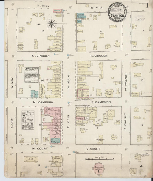 Sanborn Fire Insurance Map from Stanton, Montcalm County, Michigan (1884), Sheet #0001 - Complete Map Set gallery image, historic Sanborn map, vintage wall art, Michigan Michigan