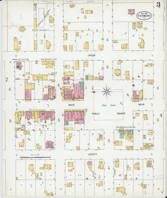 Sanborn Fire Insurance Map from Vermont, Fulton County, Illinois (1900), Sheet #0003 - Historic Sanborn Fire Insurance Map Print, vintage old map wall art, antique decor, genealogy gift, Illinois Illinois map