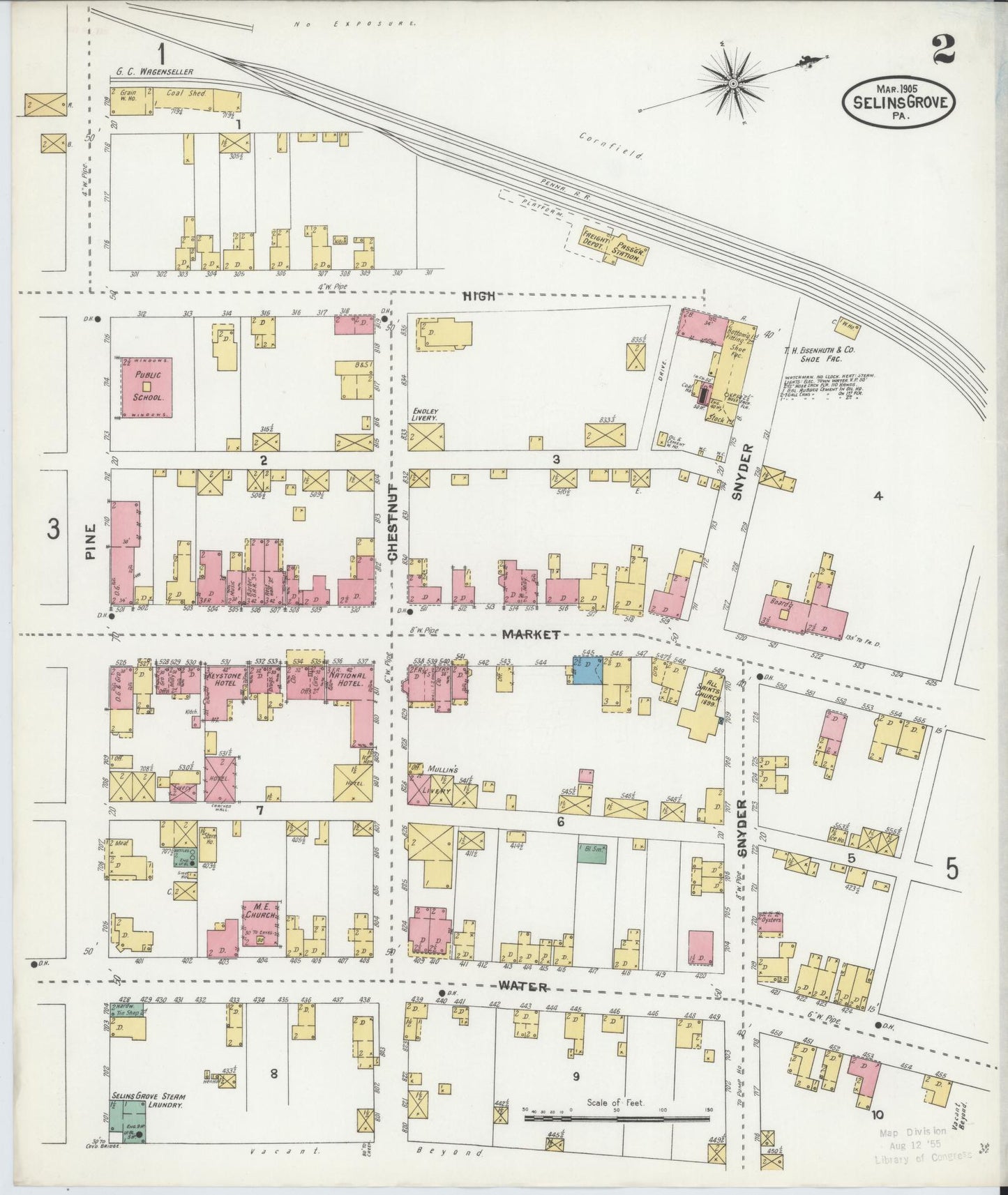 Sanborn Fire Insurance Map from Selins Grove, Snyder County, Pennsylvania (1905), Sheet #0002 - Complete Map Set gallery image, historic Sanborn map, vintage wall art, Pennsylvania Pennsylvania