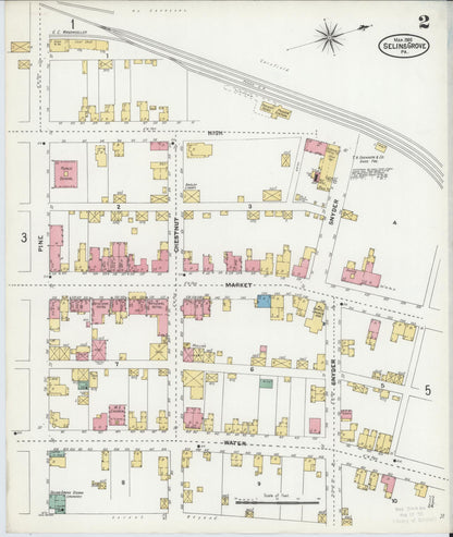 Sanborn Fire Insurance Map from Selins Grove, Snyder County, Pennsylvania (1905), Sheet #0002 - Complete Map Set gallery image, historic Sanborn map, vintage wall art, Pennsylvania Pennsylvania
