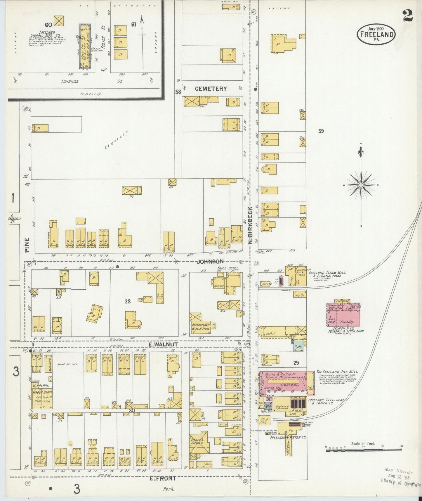 Sanborn Fire Insurance Map from Freeland, Luzerne County, Pennsylvania (1900), Sheet #0002 - Historic Sanborn Fire Insurance Map Print, vintage old map wall art, antique decor, genealogy gift, Pennsylvania Pennsylvania map