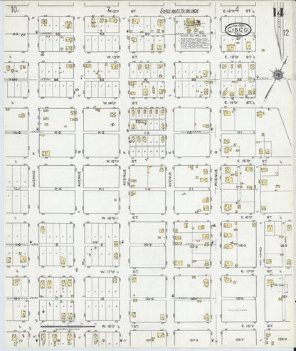 Sanborn Fire Insurance Map from Cisco, Eastland County, Texas (1920), Sheet #0014 - Complete Map Set gallery image, historic Sanborn map, vintage wall art, Texas Texas