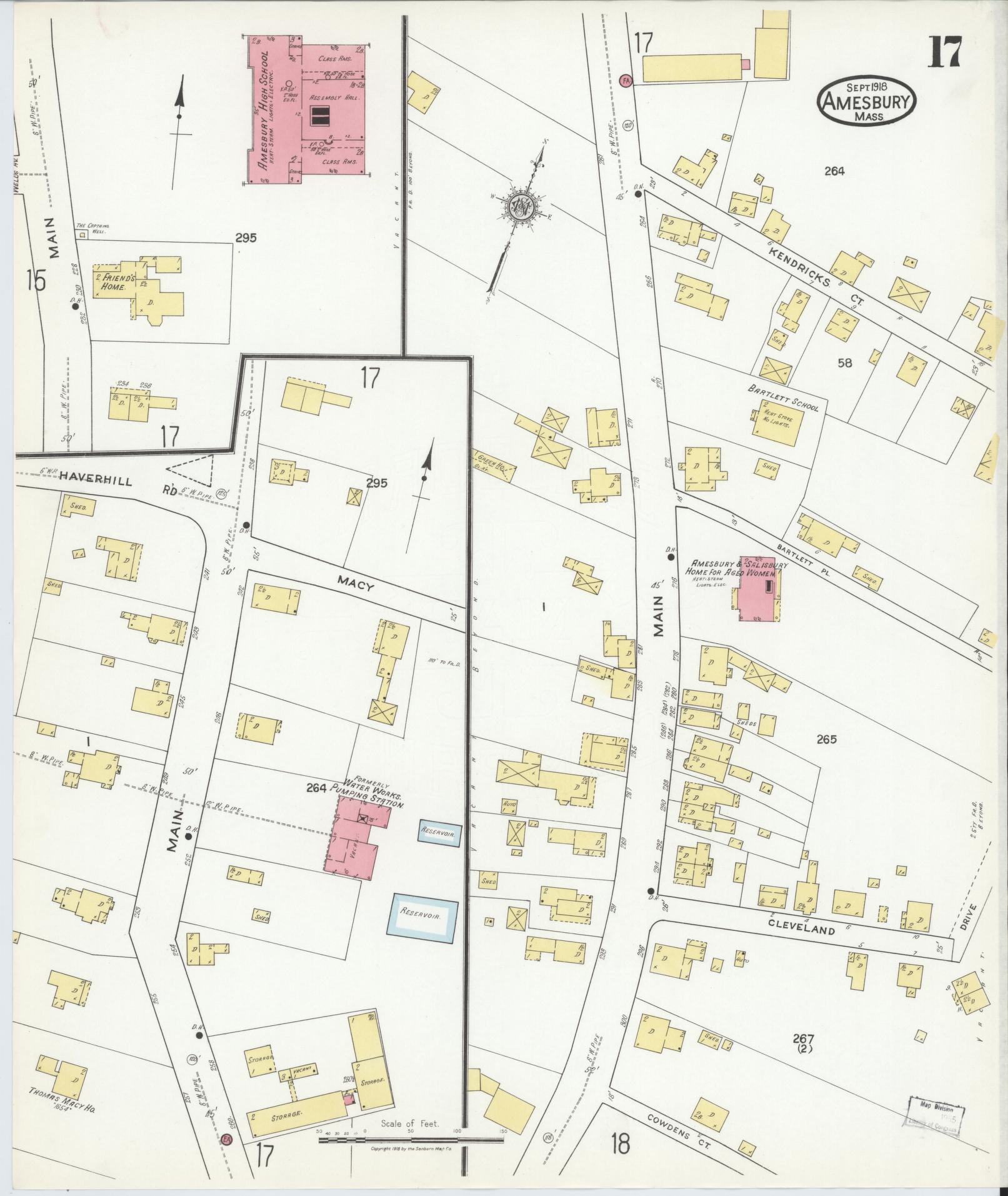 Sanborn Fire Insurance Map from Amesbury, Essex County, Massachusetts (1918), Sheet #0017 - Complete Map Set gallery image, historic Sanborn map, vintage wall art, Massachusetts Massachusetts