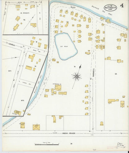 Sanborn Fire Insurance Map from Weymouth, Norfolk County, Massachusetts (1904), Sheet #0004 - Complete Map Set gallery image, historic Sanborn map, vintage wall art, Massachusetts Massachusetts