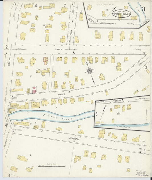 Sanborn Fire Insurance Map from Garrettsville, Portage County, Ohio (1913), Sheet #0003 - Historic Sanborn Fire Insurance Map Print, vintage old map wall art, antique decor, genealogy gift, Ohio Ohio map