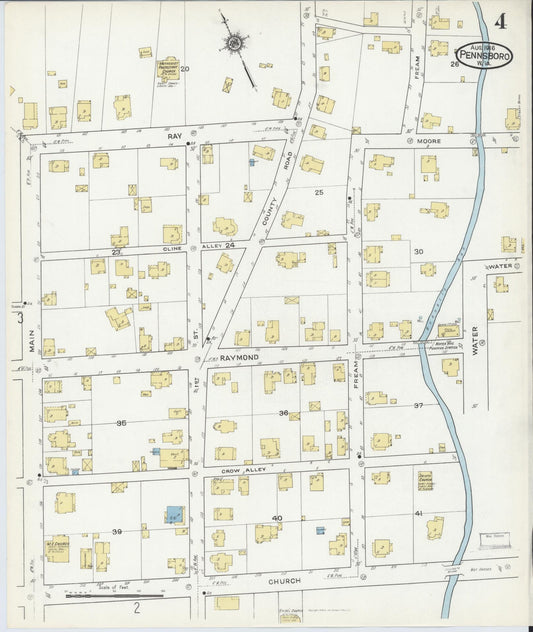 Sanborn Fire Insurance Map from Pennsboro, Richie County, West Virginia (1916), Sheet #0004 - Historic Sanborn Fire Insurance Map Print, vintage old map wall art, antique decor, genealogy gift, West Virginia West Virginia map