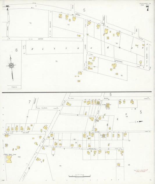 Sanborn Fire Insurance Map from Richland, Stewart County, Georgia (1934), Sheet #0007 - Historic Sanborn Fire Insurance Map Print, vintage old map wall art, antique decor, genealogy gift, Georgia Georgia map