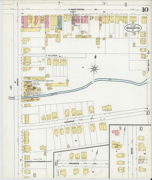 Sanborn Fire Insurance Map from Washington, Warren County, New Jersey (1902), Sheet #0010 - Historic Sanborn Fire Insurance Map Print, vintage old map wall art, antique decor, genealogy gift, New Jersey New Jersey map