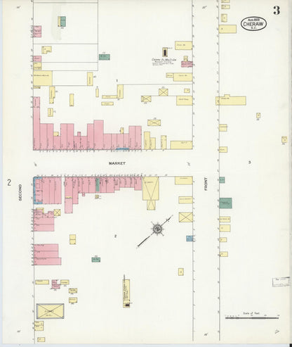 Sanborn Fire Insurance Map from Cheraw, Chesterfield County, South Carolina (1909), Sheet #0003 - Complete Map Set gallery image, historic Sanborn map, vintage wall art, South Carolina South Carolina