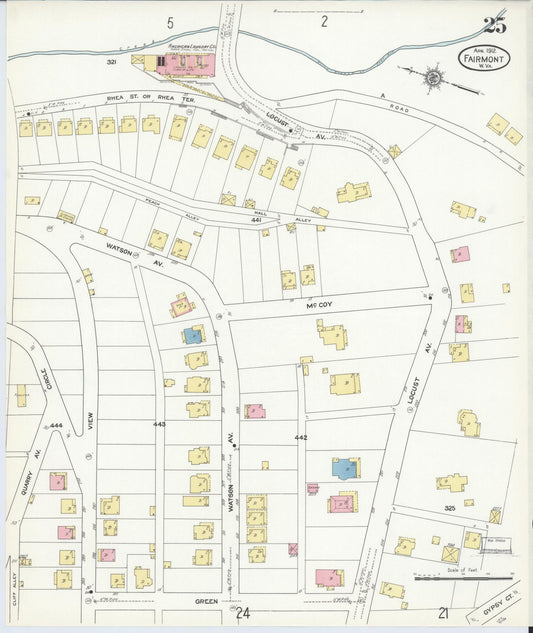 Sanborn Fire Insurance Map from Fairmont, Marion County, West Virginia (1912), Sheet #0025 - Historic Sanborn Fire Insurance Map Print, vintage old map wall art, antique decor, genealogy gift, West Virginia West Virginia map