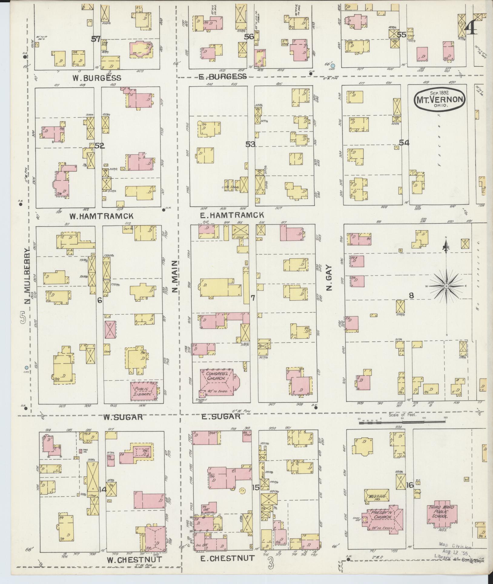 Sanborn Fire Insurance Map from Mount Vernon, Knox County, Ohio (1892), Sheet #0004 - Complete Map Set gallery image, historic Sanborn map, vintage wall art, Ohio Ohio