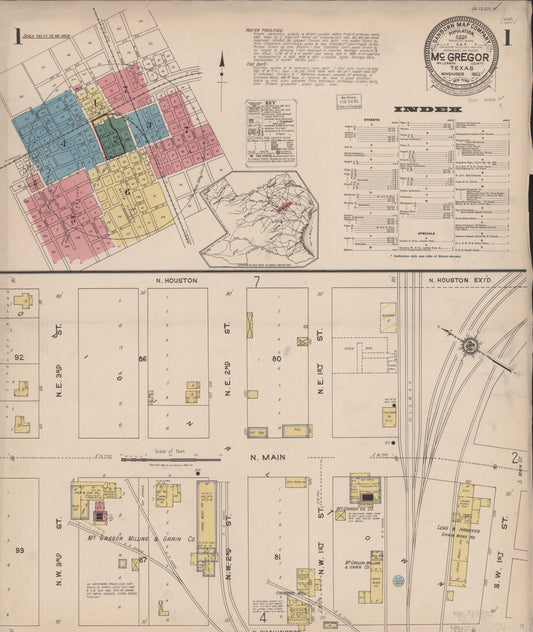 Sanborn Fire Insurance Map from McGregor, McLennan County, Texas (1922), Sheet #0001 - Historic Sanborn Fire Insurance Map Print, vintage old map wall art, antique decor, genealogy gift, Texas Texas map